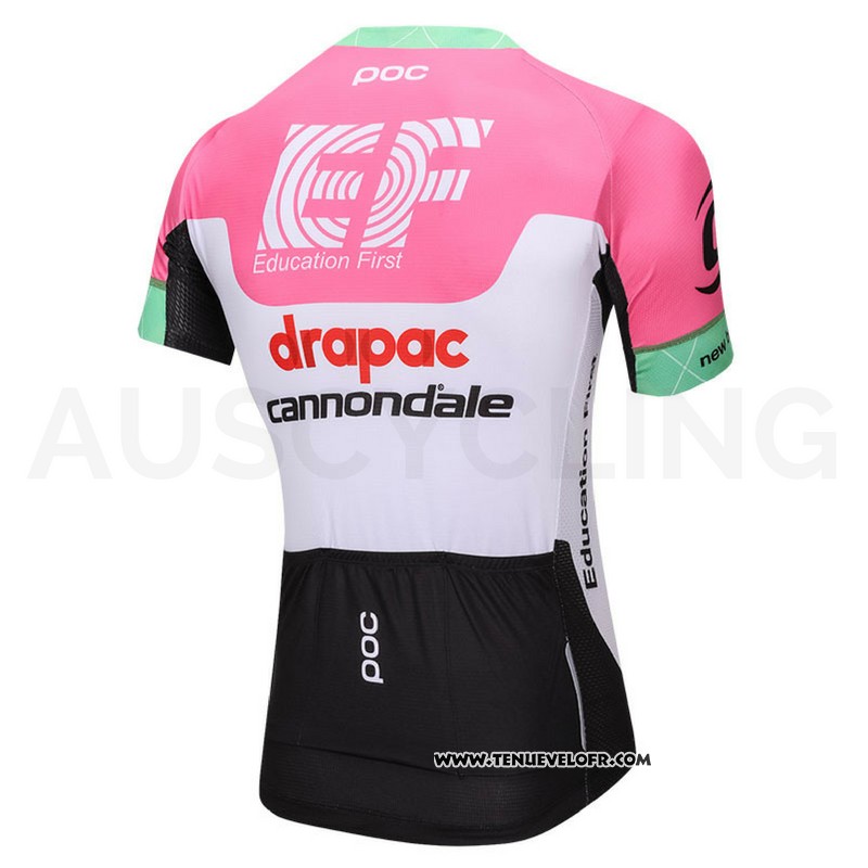2018 Maillot Ciclismo Cannondale Drapac Blanc et Rose Manches Courtes et Cuissard
